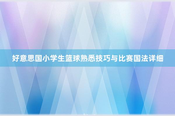 好意思国小学生篮球熟悉技巧与比赛国法详细